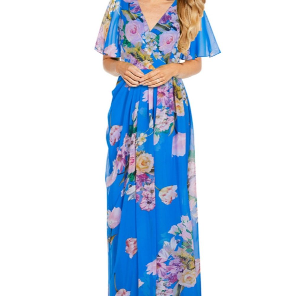 Adrianna Papell Floral-Print Chiffon Gown